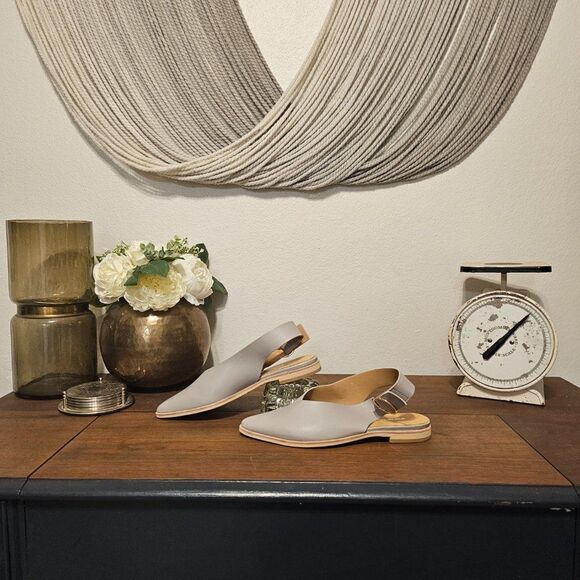 All Black Gray Pointed Sling Back Loafers Sz 37.5 (US 7) - Picture 4 of 8